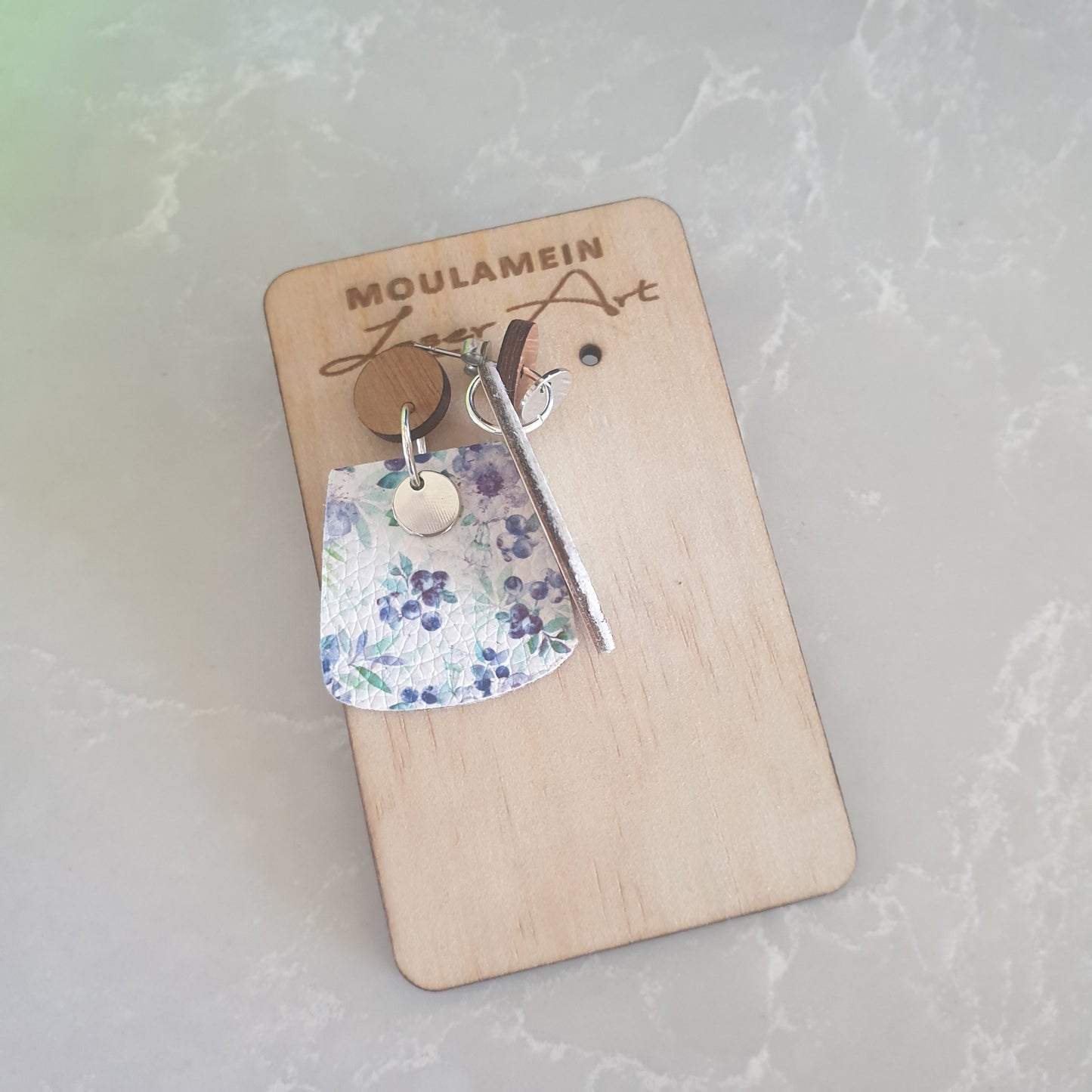 FAUX LEATHER AND TIMBER EARRINGS