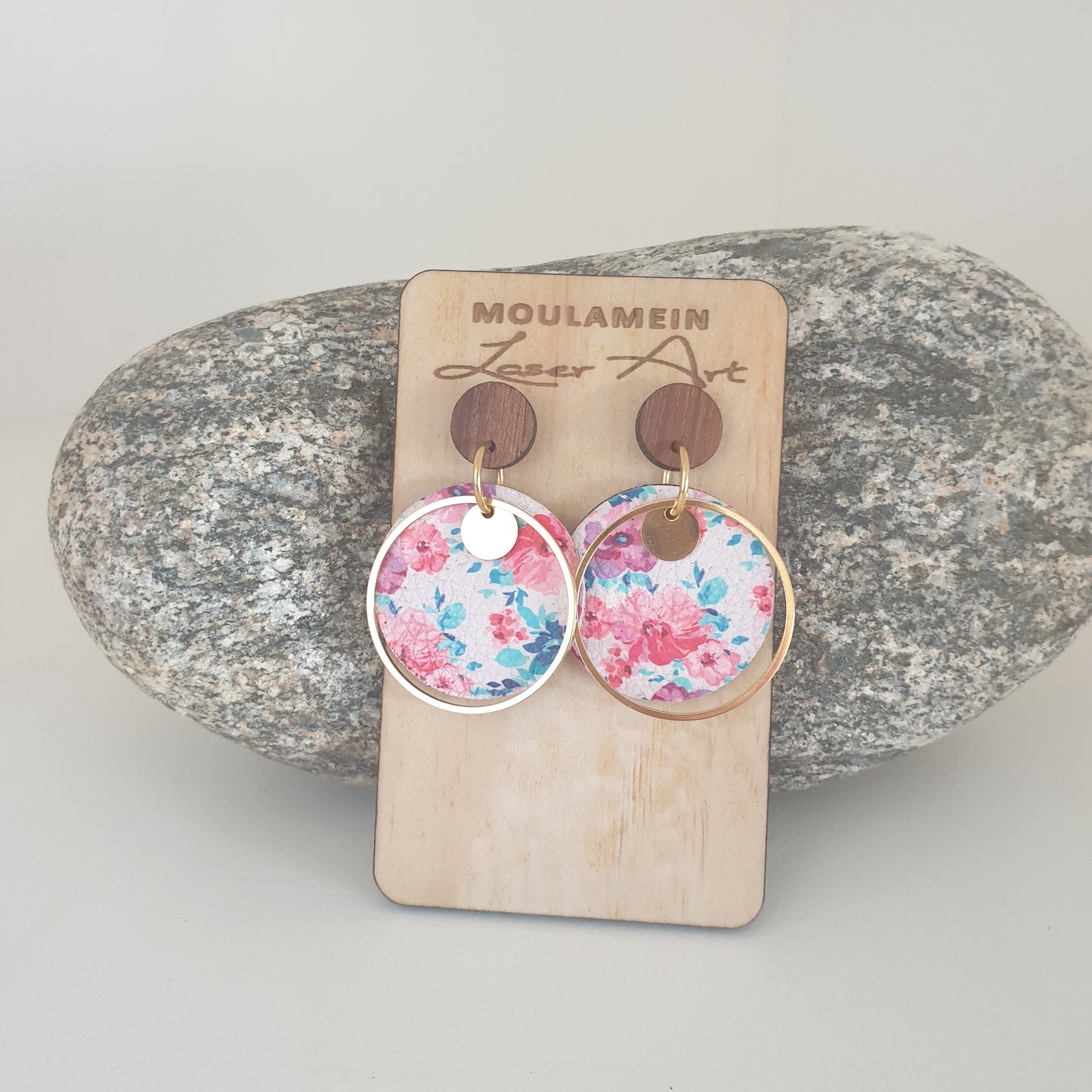 FAUX LEATHER AND TIMBER EARRINGS