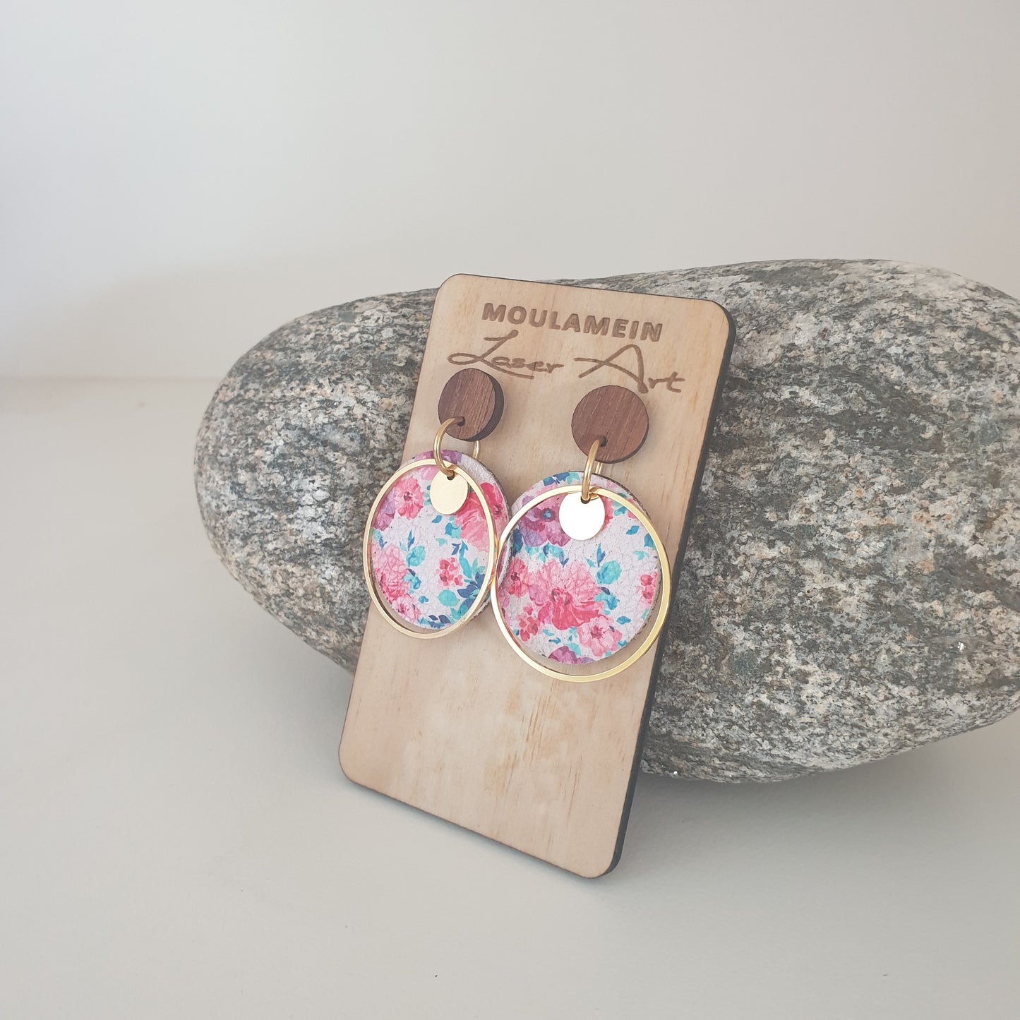 FAUX LEATHER AND TIMBER EARRINGS