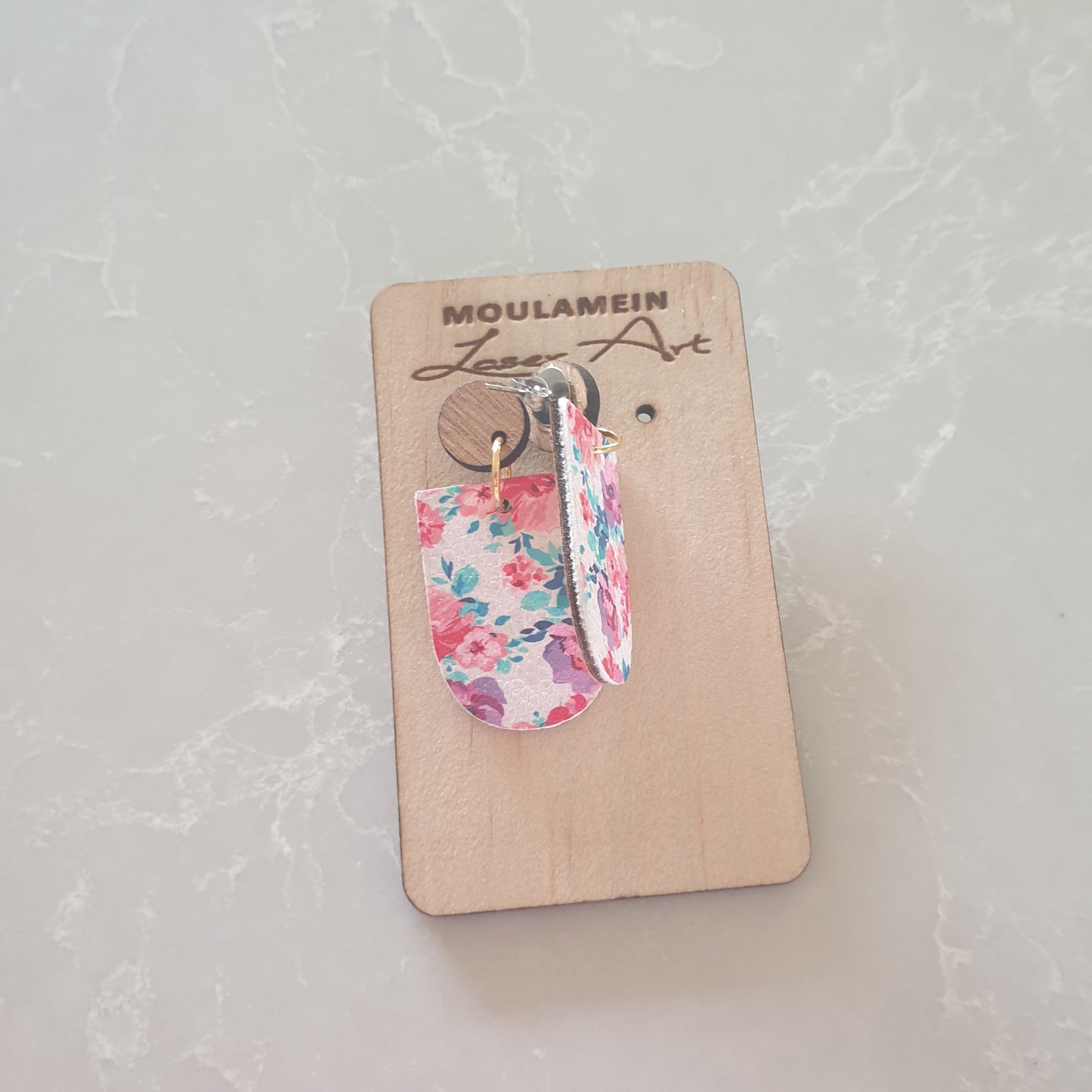 FAUX LEATHER AND TIMBER EARRINGS