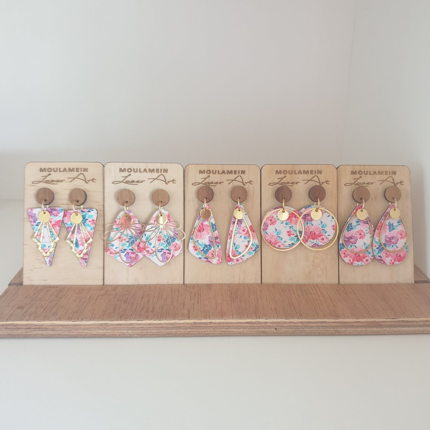 FAUX LEATHER AND TIMBER EARRINGS